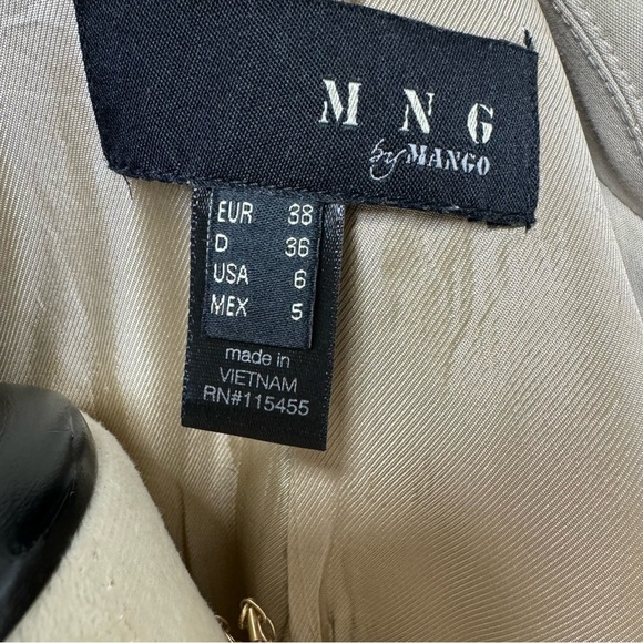 Mango Beige Tan Fitted Fully Lined Single Button Suit Blazer Size 6 - Picture 11 of 15